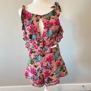 For love and lemons pink floral romper